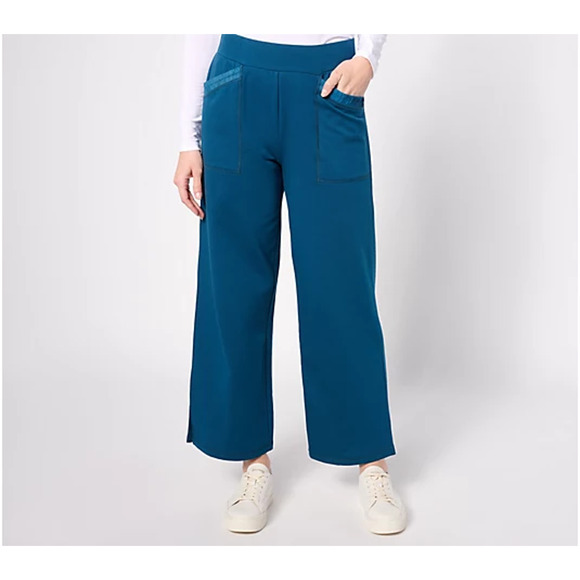 A631307 LOGO LIFE by Lori Goldstein French Terry Wide Leg Pant Polar Blue XS - Picture 6 of 6
